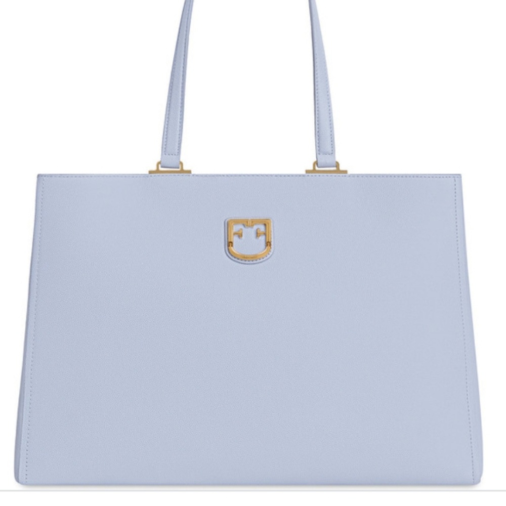FURLA tote textured leather violet